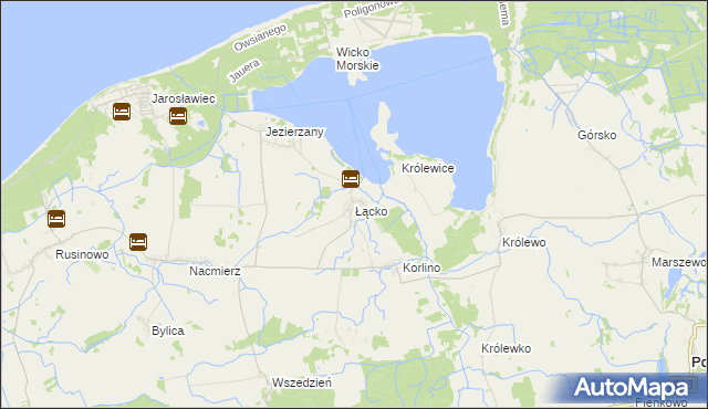 mapa Łącko gmina Postomino, Łącko gmina Postomino na mapie Targeo