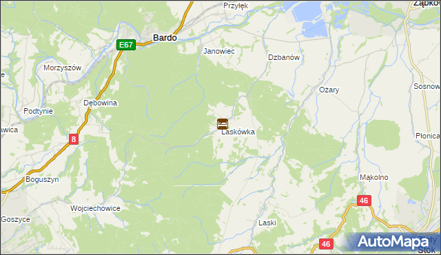 mapa Laskówka gmina Bardo, Laskówka gmina Bardo na mapie Targeo