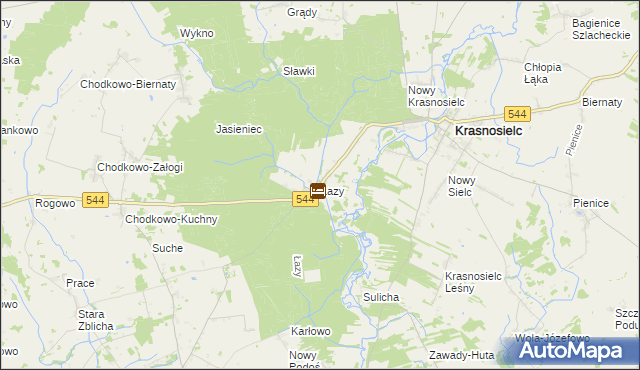 mapa Łazy gmina Krasnosielc, Łazy gmina Krasnosielc na mapie Targeo