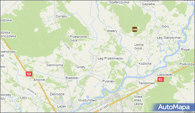 mapa Łęg Przedmiejski, Łęg Przedmiejski na mapie Targeo