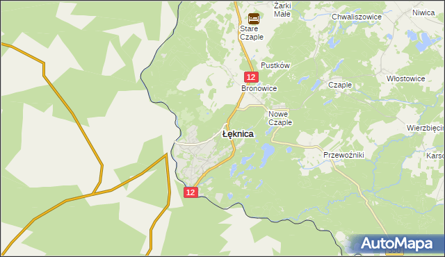 mapa Łęknica powiat żarski, Łęknica powiat żarski na mapie Targeo