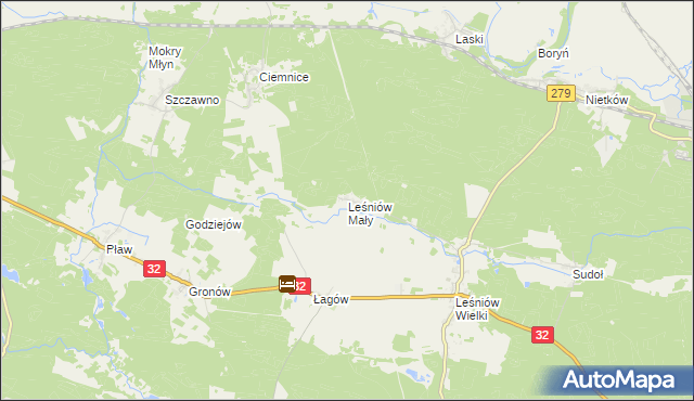 mapa Leśniów Mały, Leśniów Mały na mapie Targeo