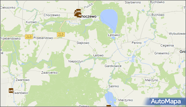 mapa Łętowo gmina Choczewo, Łętowo gmina Choczewo na mapie Targeo