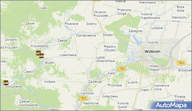 mapa Lgota Wolbromska, Lgota Wolbromska na mapie Targeo