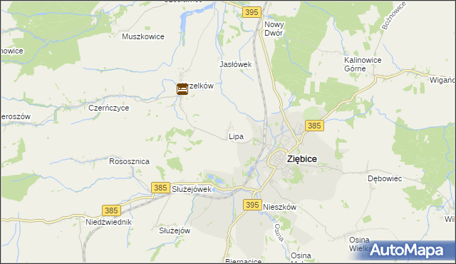 mapa Lipa gmina Ziębice, Lipa gmina Ziębice na mapie Targeo