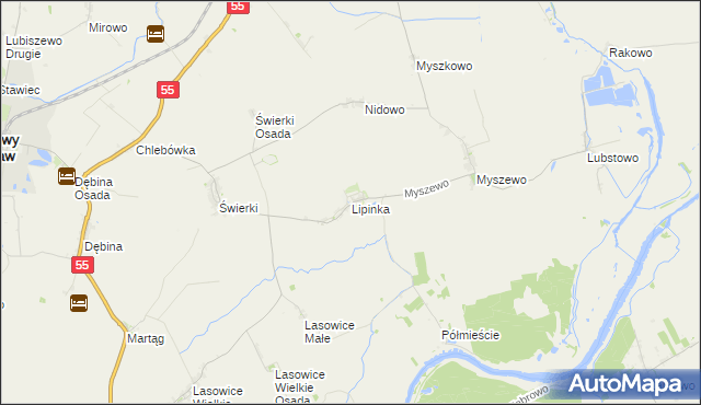 mapa Lipinka gmina Nowy Staw, Lipinka gmina Nowy Staw na mapie Targeo