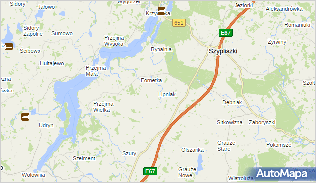 mapa Lipniak gmina Szypliszki, Lipniak gmina Szypliszki na mapie Targeo