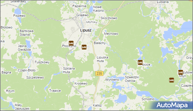 mapa Lipuska Huta, Lipuska Huta na mapie Targeo