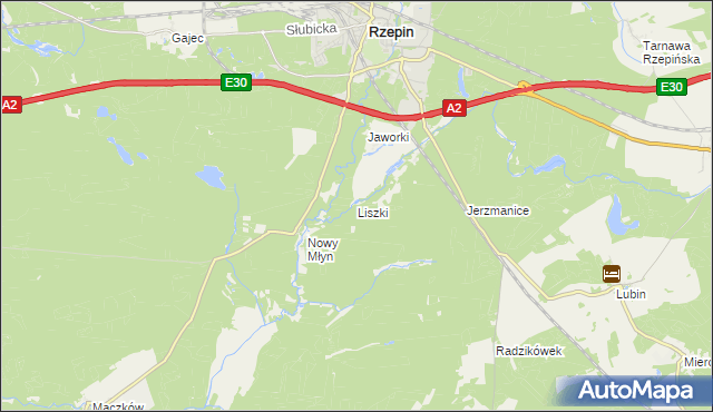 mapa Liszki gmina Rzepin, Liszki gmina Rzepin na mapie Targeo