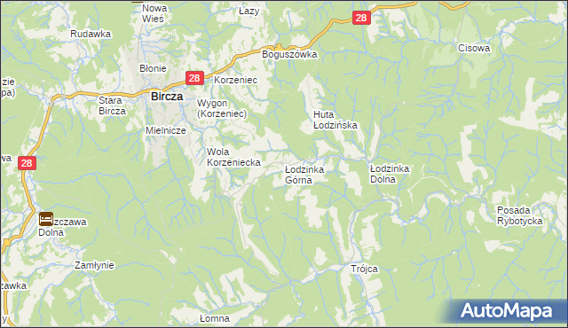 mapa Łodzinka Górna, Łodzinka Górna na mapie Targeo