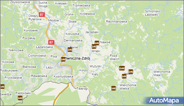 mapa Łomnica-Zdrój, Łomnica-Zdrój na mapie Targeo