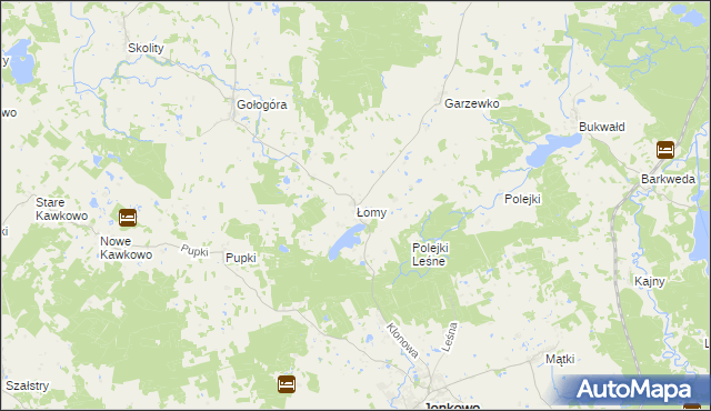 mapa Łomy gmina Jonkowo, Łomy gmina Jonkowo na mapie Targeo