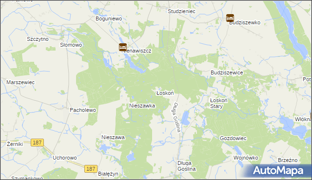 mapa Łoskoń, Łoskoń na mapie Targeo