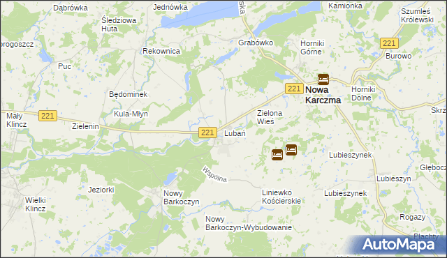 mapa Lubań gmina Nowa Karczma, Lubań gmina Nowa Karczma na mapie Targeo