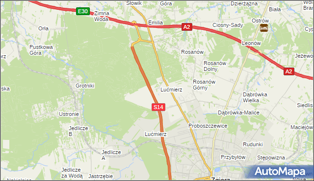 mapa Lućmierz-Las, Lućmierz-Las na mapie Targeo