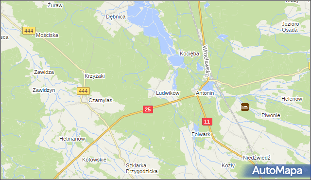mapa Ludwików gmina Przygodzice, Ludwików gmina Przygodzice na mapie Targeo