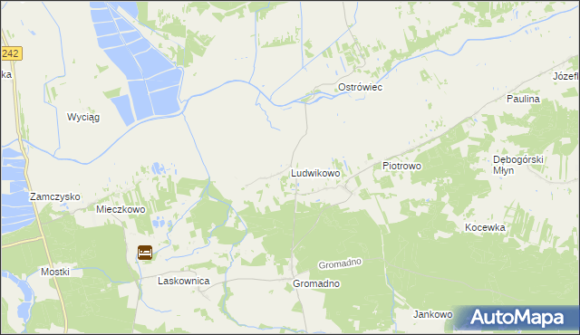 mapa Ludwikowo gmina Kcynia, Ludwikowo gmina Kcynia na mapie Targeo