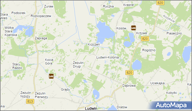 mapa Ludwin-Kolonia, Ludwin-Kolonia na mapie Targeo