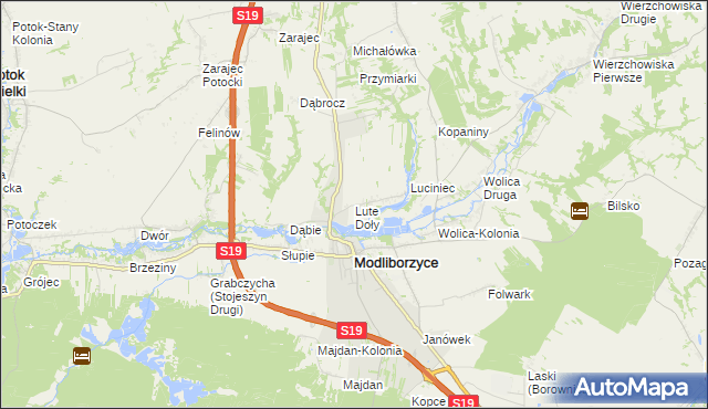 mapa Lute Doły, Lute Doły na mapie Targeo