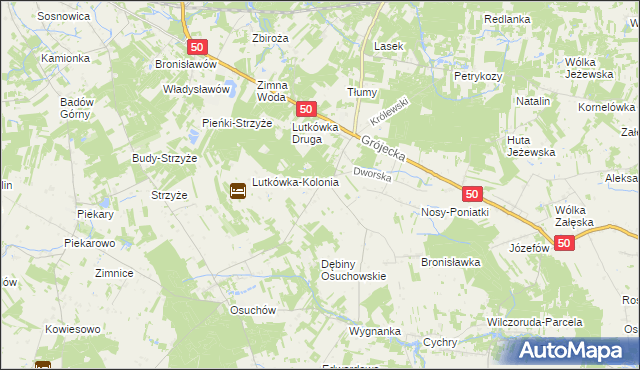 mapa Lutkówka gmina Mszczonów, Lutkówka gmina Mszczonów na mapie Targeo