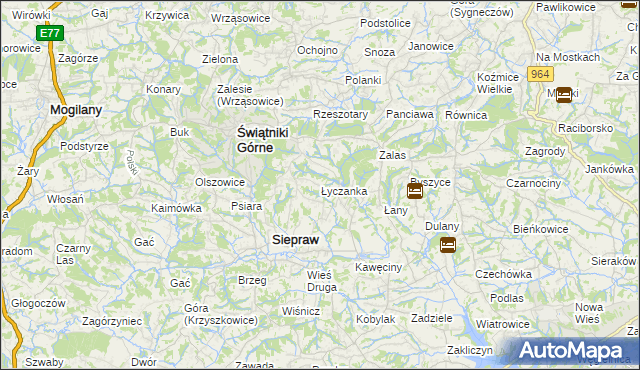 mapa Łyczanka gmina Siepraw, Łyczanka gmina Siepraw na mapie Targeo