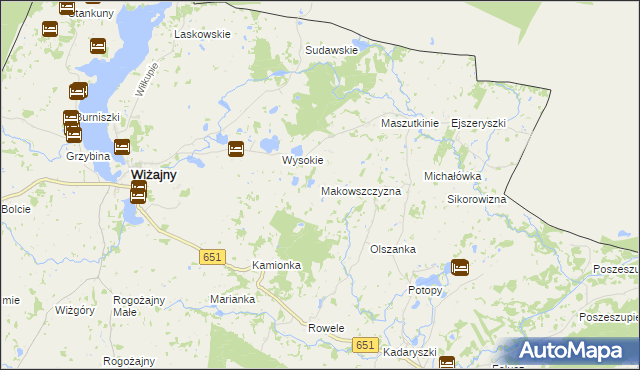 mapa Makowszczyzna gmina Wiżajny, Makowszczyzna gmina Wiżajny na mapie Targeo