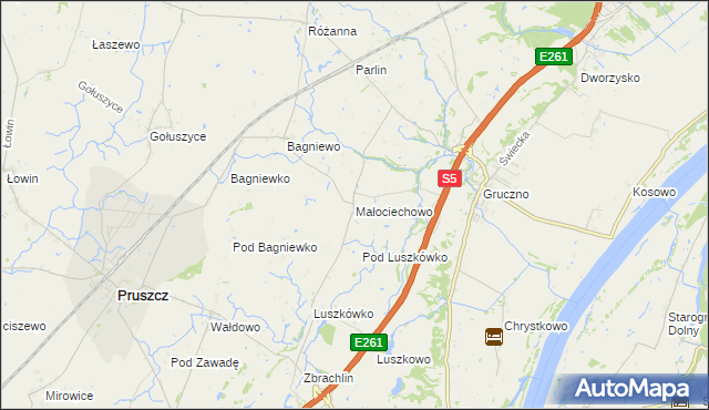 mapa Małociechowo, Małociechowo na mapie Targeo