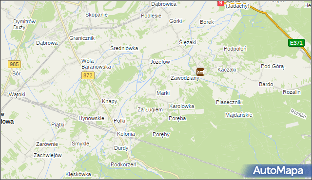 mapa Marki gmina Baranów Sandomierski, Marki gmina Baranów Sandomierski na mapie Targeo