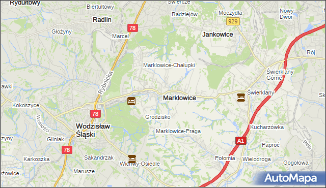 mapa Marklowice, Marklowice na mapie Targeo