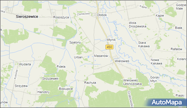 mapa Masanów, Masanów na mapie Targeo