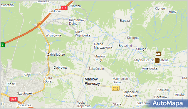 mapa Masłów Drugi, Masłów Drugi na mapie Targeo