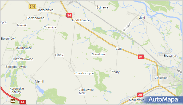 mapa Maszków gmina Oława, Maszków gmina Oława na mapie Targeo