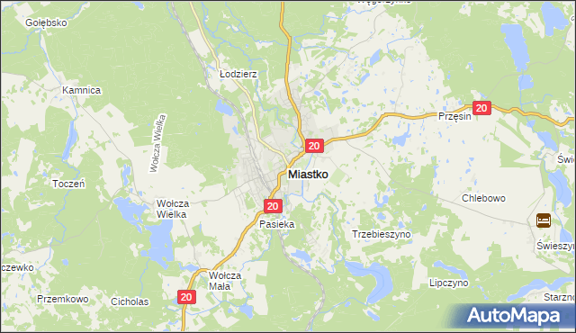 mapa Miastko powiat bytowski, Miastko powiat bytowski na mapie Targeo