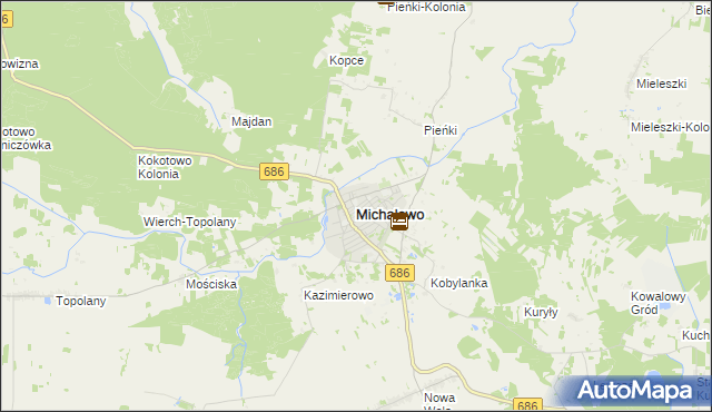 mapa Michałowo powiat białostocki, Michałowo powiat białostocki na mapie Targeo