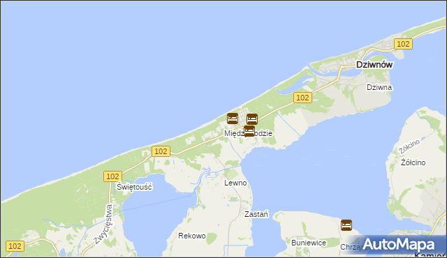 mapa Międzywodzie, Międzywodzie na mapie Targeo