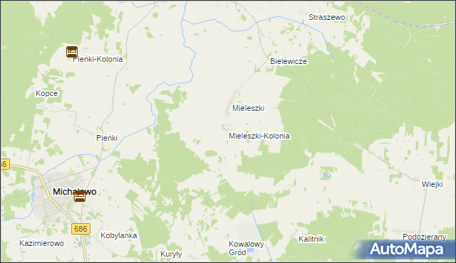 mapa Mieleszki-Kolonia, Mieleszki-Kolonia na mapie Targeo