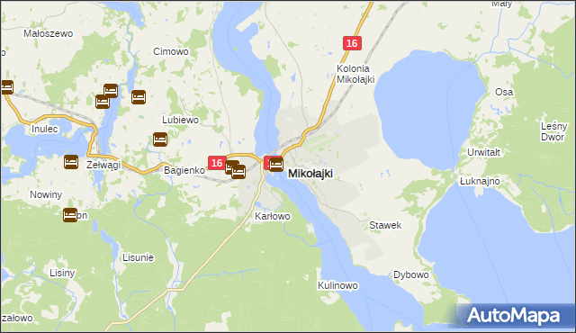 mapa Mikołajki powiat mrągowski, Mikołajki powiat mrągowski na mapie Targeo