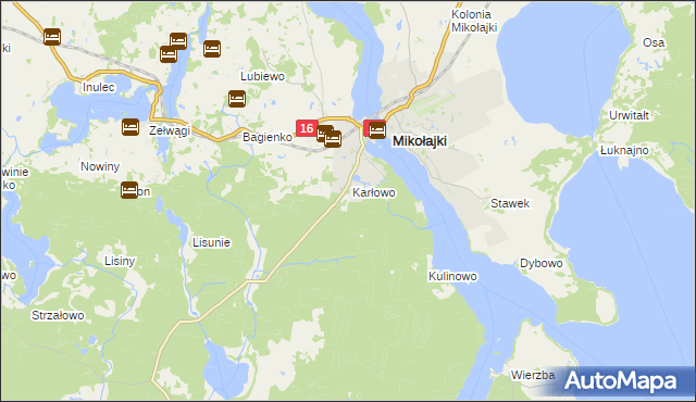 mapa Mikołajki powiat mrągowski, Mikołajki powiat mrągowski na mapie Targeo