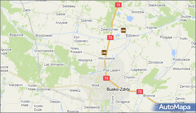 mapa Mikułowice gmina Busko-Zdrój, Mikułowice gmina Busko-Zdrój na mapie Targeo