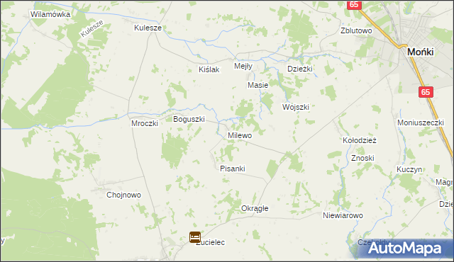mapa Milewo gmina Trzcianne, Milewo gmina Trzcianne na mapie Targeo