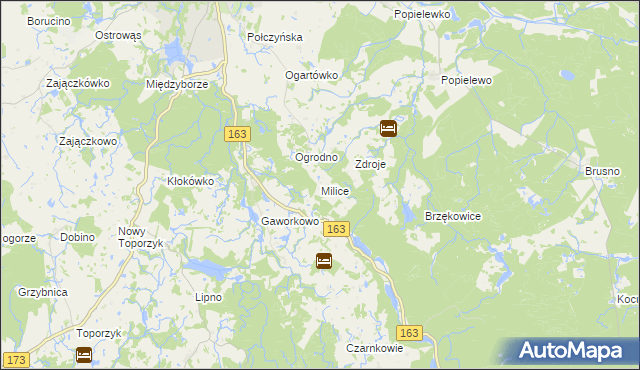 mapa Milice gmina Połczyn-Zdrój, Milice gmina Połczyn-Zdrój na mapie Targeo