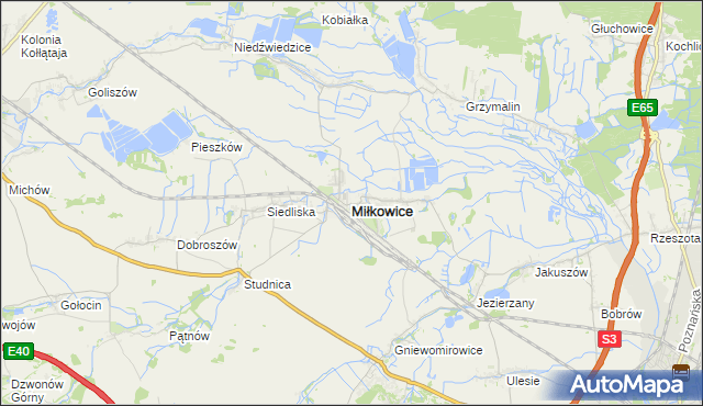 mapa Miłkowice powiat legnicki, Miłkowice powiat legnicki na mapie Targeo