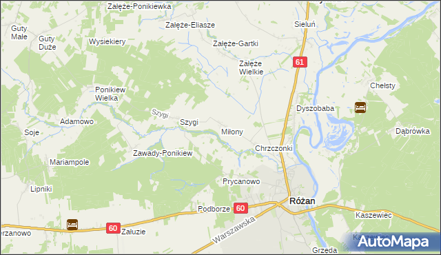 mapa Miłony, Miłony na mapie Targeo