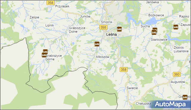 mapa Miłoszów, Miłoszów na mapie Targeo