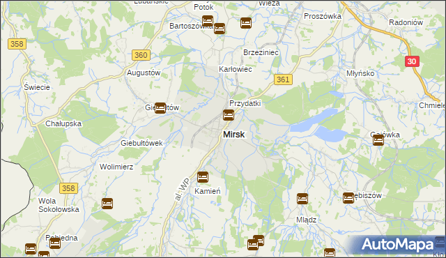 mapa Mirsk, Mirsk na mapie Targeo