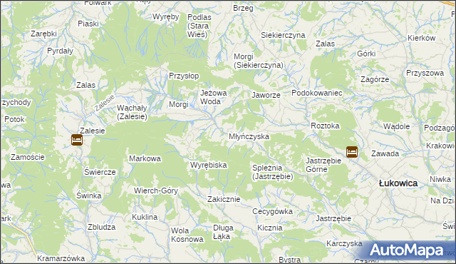 mapa Młyńczyska, Młyńczyska na mapie Targeo