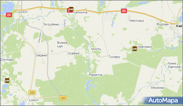 mapa Mniszki gmina Międzychód, Mniszki gmina Międzychód na mapie Targeo