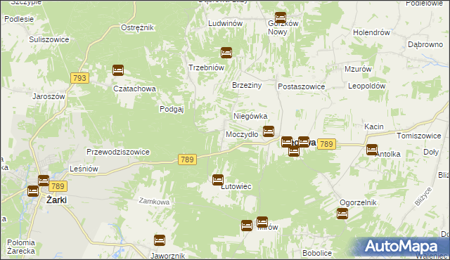 mapa Moczydło gmina Niegowa, Moczydło gmina Niegowa na mapie Targeo