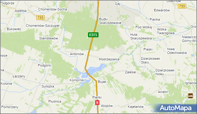 mapa Modrzejowice, Modrzejowice na mapie Targeo