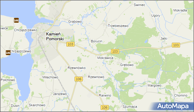 mapa Mokrawica, Mokrawica na mapie Targeo